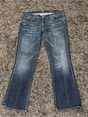 7 For All Mankind Jeans Womens 31 Blue Flip Flop Bootcut Stretch Denim Made USA
